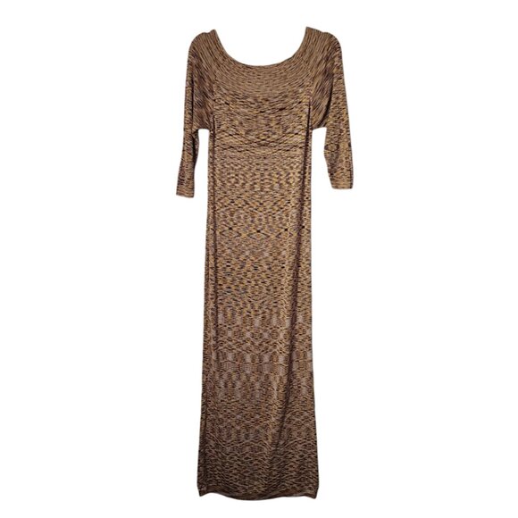 MAG Y2K 100% Silk Chevron Knit Maxi Dress Boho Resortwear Size M - Picture 2 of 8